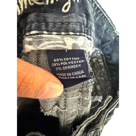 Amethyst Women’s 1 Bootcut Jeans Blue Distressed Faded Mid-Rise Stretch Denim - Picture 4 of 6